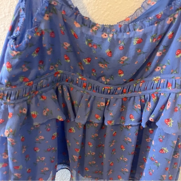 Joie Silk Blue Floral Ruffle Babydoll Camisole - Picture 6 of 11